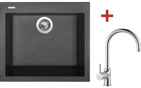 Granitový drez Sinks Cube 560 s batériou Vitalia 500x560 mm čierny