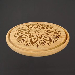 AMADEA Drevená servírovacia doska - podnos mandala, masívne drevo, 30 cm