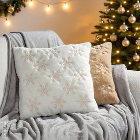 CHLPATÁ VIANOČNÁ DEKORAČNÁ OBLIEČKA NA VANKÚŠ SNOWY 45X45 CM BIELA