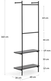 Nástenný kovový regál mabry 60 x 162 cm čierny MUZZA