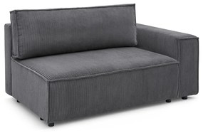 Tmavosivý menčestrový modul pohovky (pravý roh) Nihad modular – Bobochic Paris