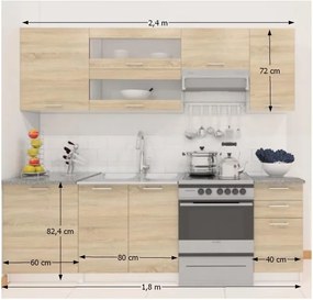 Kuchyňa Fabiana 240 - dub sonoma / biela