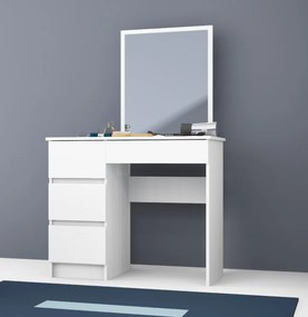 Kozmetický stolík so zrkadlom T-6 90x50 cm biely ľavý