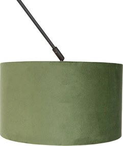 Závesné svietidlo čierne so zeleným zamatovým tienidlom so zlatom 35 cm - Blitz