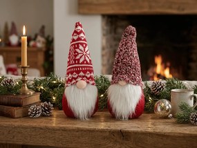 Vianočný škriatok s pletenou čiapkou JULVIK 25 cm, červený