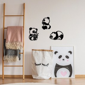 Nástěnná kovová dekorace Pandas černá
