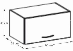 Horná kuchynská skrinka Prado 60 OK-40 - krémový vysoký lesk