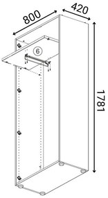 Šatníková skriňa s výsuvom PRIMO WOOD, 800 x 420 x 1781 mm, buk