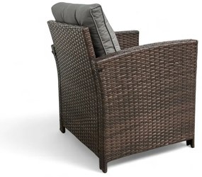 Set dvoch záhradných kresiel z technoratanu SFS020-SC - tmavo hnedé + sivé vankúše