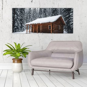 Obraz - Zasnežená chata (120x50 cm)