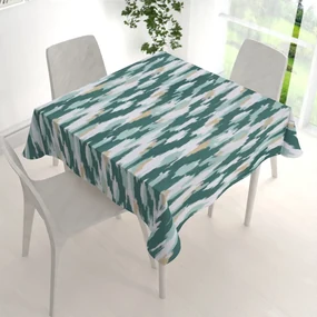 Biante Zamatový štvorcový obrus Tamara TMR-025 Zeleno-béžovo-biele žíhané pásy 140x140 cm