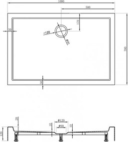 Mexen Flow+, obdĺžniková sprchová vanička 100 x 70 cm, čierna matná, 46R707010H