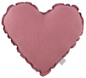 Cotton &amp; Sweets Mini ľanový vankúš srdce tmavo ružová 28 cm
