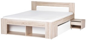 Manželská posteľ 140 cm Melinne 08 (dub sonoma 3D + biela) (s úl. priestorom a noč. stolíkmi). Vlastná spoľahlivá doprava až k Vám domov. 1068191