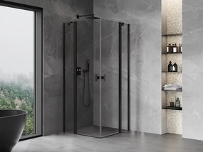 Mexen, Mexen Mist Duo výklopný sprchový kút 115 x 115 cm, priehľadný, čierny - 8A4-115-115-70-00