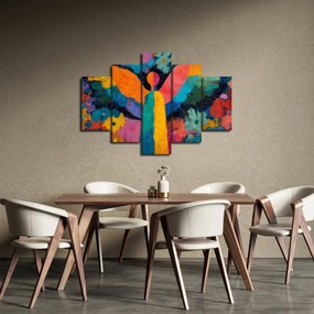 Obraz - Abstraktný anjel s kvetmi (150x105 cm)