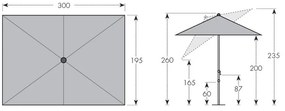 Doppler EXPERT 3 x 2 m - naklápací záhradný slnečník s kľukou tehlová (terakota - kód farby 833), 100 % polyester