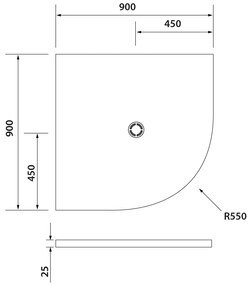 Polysan Polysan, FLEXIA sprchová vanička z liateho mramoru štvrťkruh, s možnosťou úpravy rozmeru, 90x90cm, R550, 91181
