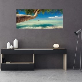 Obraz - Čisté more s palmou (120x50 cm)