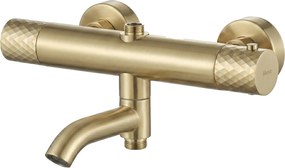 Rea Lungo Diamond, sprchový set s termostatom a otočným vaňovým výtokom, zlatá matná, REA-P8923