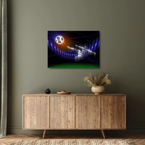 Sklenený obraz futbalistu v skoku (70x50 cm)