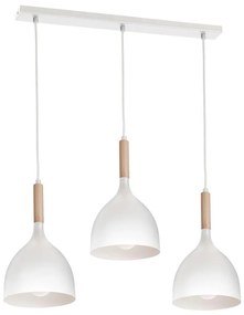 Luster na lanku NOAK WOOD 3xE27/15W/230V biela/buk