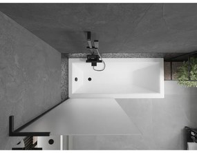 Mexen Next L, 1-krídlová vaňová zástena 80 x 150 cm, 6mm sklo námraza, čierny profil, 895-080-000-03-30-70