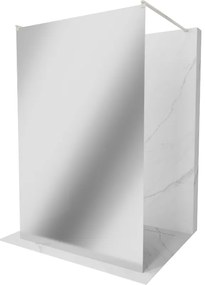 Mexen Kioto, sprchová zástena Walk-In 120 x 200 cm, 8mm sklo vzor zrkadlo, brúsená oceľ profil, 800-120-002-97-50
