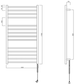 Sapho - Elektrický sušiak na uteráky REDONDO 130W/230V 63x116 cm matná čierna