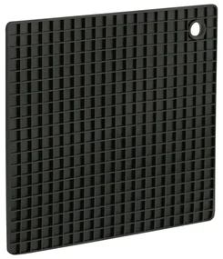 Erga Basic, štvorcová silikónová kuchynská podložka 175x175x8 mm, čierna, ERG-03746