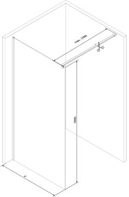 Mexen Kioto sprchová zástena 110x200 cm 8 mm, zlatý profil, sklo čierny rám, 800-110-101-50-70