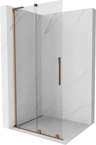 Mexen Velar L, posuvná sprchová zástena Walk-in 90 x 200 cm, 8mm číre sklo, ružové zlato, 871-090-003-03-60