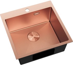 Mexen Solix, 1-komorový nerezový drez 500 x 500 mm, brúsená meď, vzor voština, 6407501000-65HC