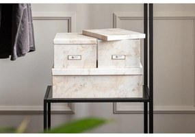 Béžové kartónové úložné boxy v súprave 3 ks s vekom/dekoratívne 31x47x15,5 cm Inge Paper Laminate – Bigso