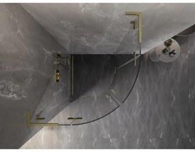 Mexen Lunar, L výklopný polkruhový sprchový kút 100 x 100 cm, 8mm číre sklo, zlatý matný profil, 833L-100L-100P-55-00