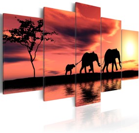 Artgeist Obraz - African elephants family Veľkosť: 200x100, Verzia: Na talianskom plátne