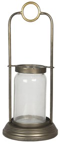 Bronzová lampáš so skleneným valcom Barthélmy - Ø 18 * 42 cm