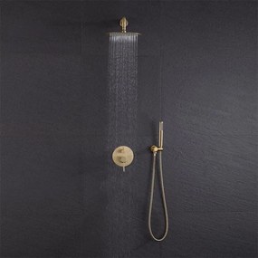 Rea Lungo, podomietkový sprchový set s dažďovou hlavovou a ručnou sprchou, zlatá matná, REA-P4160