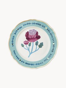 Ručne vyrobený porcelánový plytký tanier Botanica