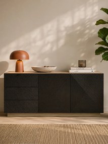 Dvojdverová komoda Asha 167 cm so zásuvkami - artisan / čierny mat