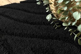 Kúpeľňový koberček SUPREME WAVES vlny, čierny kruh