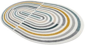 Koberec FUSION Shape 5711 biely / tmavozelený ovál