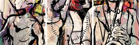 Obraz - Jazzová noc (s hodinami) (90x30 cm)
