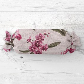 Biante Vankúš valec bonbon Sandra SA-635 Ružovofialové orchidey na bielom 15x80 cm