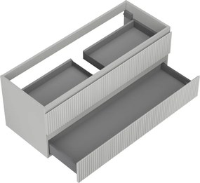 Mexen Rivel, kúpeľňová skrinka pod umývadlo 120 cm, 2 zásuvky, drážkovaná, matná sivá, 91A20-12047-2-BFF62