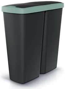 Odpadkový kôš DUO čierny, 50 l, zelená / čierna
