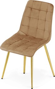 AKCIA Jedálenská stolička SPLIT VELVET so zlatými nohami, hnedá II. akosť