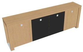 Nízka skriňa Verno+ S 260 x 46 x 90 cm, kombinované dvere, dub svetlý / čierna