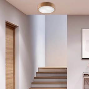 Brilagi - LED RGBW stmievateľné stropné svietidlo CARVALHO, 2×E27 / 15 W / 230 V, Wi‑Fi, dub, priemer 37,5 cm