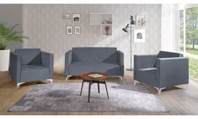 Sedacia súprava Denim 2+1+1, Dostupné poťahy: Solo 263, Farby nožičiek: biely lesk